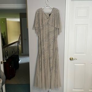 Adrianna Papell Beaded Gown Biscotti NWT